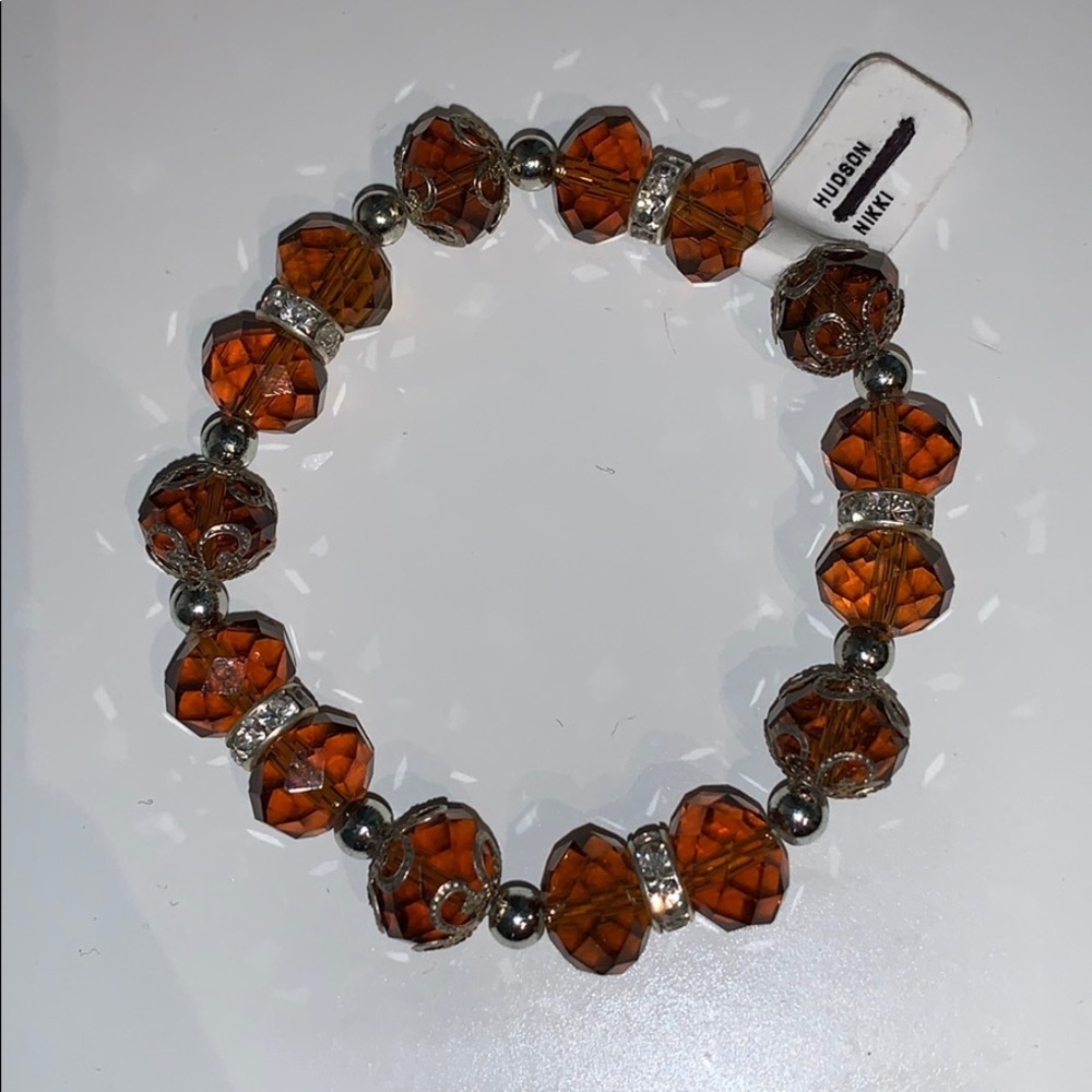 (NWT) Brown glass bead, stretchy bracelet - Picture 1 of 3